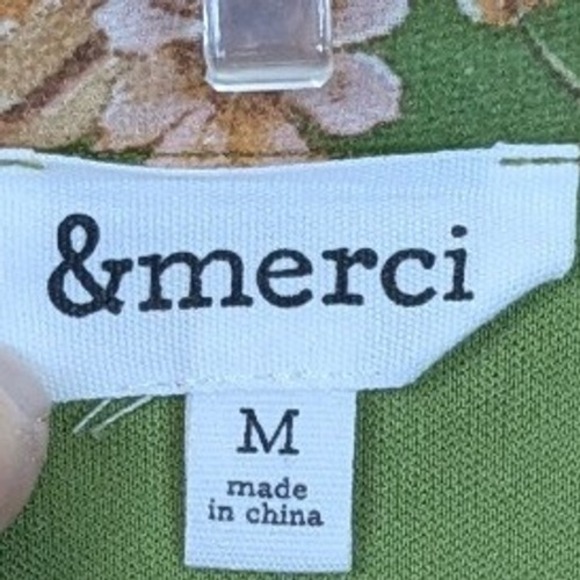 &merci Womens Green Floral Paisley Babydoll Blouse Medium Boho Fairy Retro Flowy - Picture 2 of 7